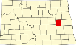 Map of North Dakota highlighting Griggs County